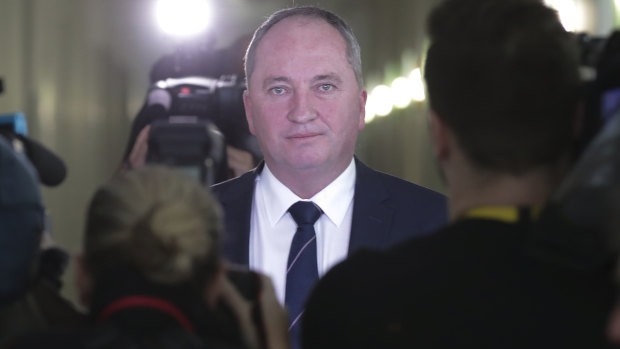 Barnaby Joyce facing the media on Thursday.