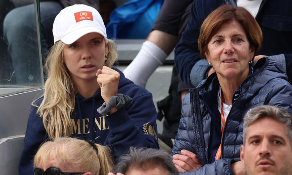 De Minaur's girlfriend and fellow player Katie Boulter was part of his support team.