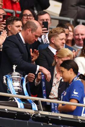 Royalty meets royalty - again - as Prince William hands Sam Kerr her FA Cup winner’s medal.