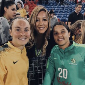 Niki White with her clients and friends, Caitlin Foord and Sam Kerr.