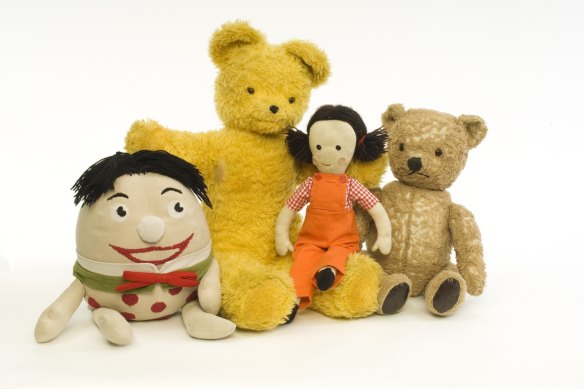 Big Ted (second from left) with Play School friends Humpty, Jemima and Little Ted.