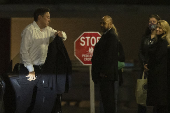 Elon Musk arrives at Baron Investment Conference at the Metropolitan Opera House in New York on Friday. 