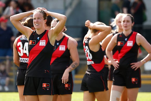Essendon’s AFLW side after their loss to Gold Coast.
