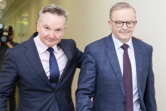 Labor climate change spokesman Chris Bowen and Opposition Leader Anthony Albanese. 