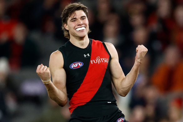 Sam Durham starred for the Bombers in their five-goal win over the Eagles at Marvel Stadium.