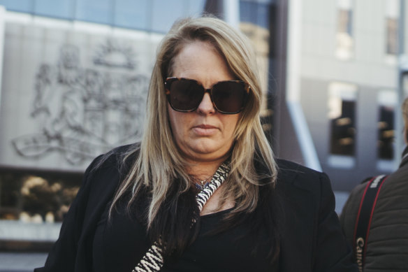 Kallista Mutten leaves the NSW Supreme Court.
