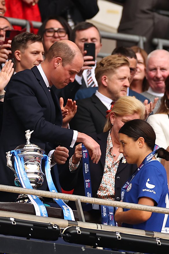 Royalty meets royalty - again - as Prince William hands Sam Kerr her FA Cup winner’s medal.