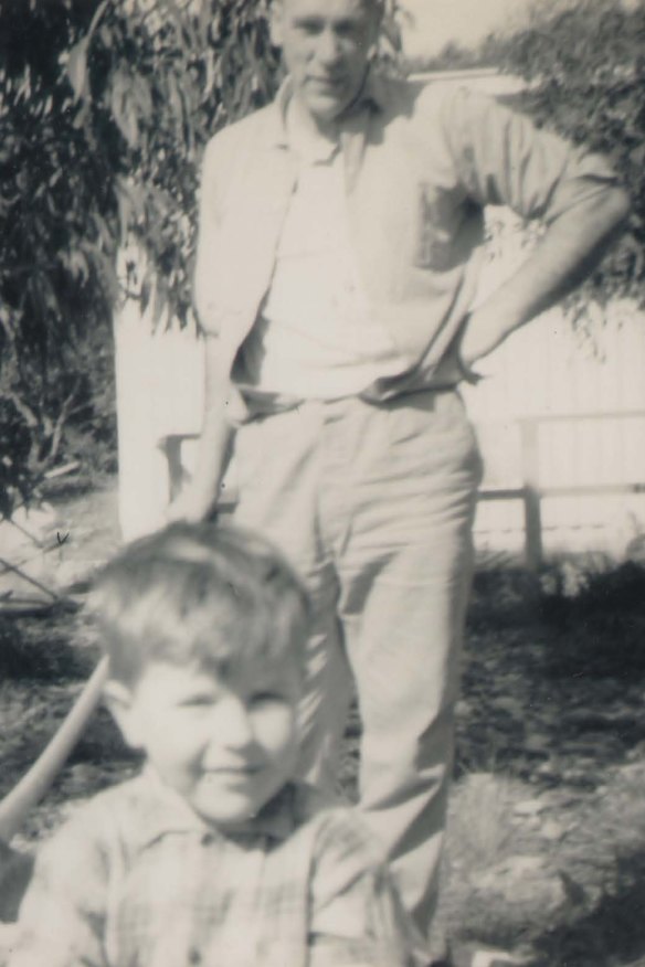 Richard with his father, Arch, at his childhood home in Rosebery on Tasmania’s west coast.