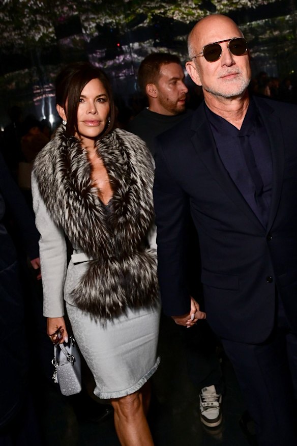 Lauren Sánchez Bezos and Jeff Bezos at Paris Fashion Week.