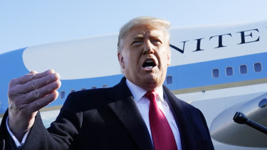 Donald Trump as he boarded Air Force One this week. His brand has become toxic in the wake of the deadly Capital riot.