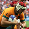 The Wallabies taking on Portugal at the Rugby World Cup.