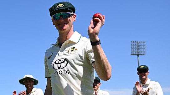 Brendan Doggett after taking 6-15 for Australia A against India A last summer.