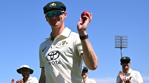 Brendan Doggett after taking 6-15 for Australia A against India A last summer.