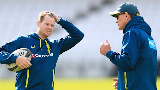 Australia's Steve Smith with Graeme Hick.