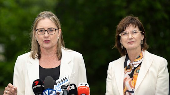 Victorian Premier Jacinta Allan with Health Minister Mary-Anne Thomas.