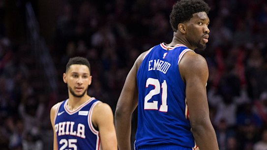 Looking in: MVP contender Joel Embiid has been named an All Star starter, while teammate Simmons' wait continues.