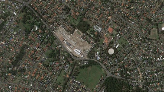 The Cherrybrook metro station, which opened in 2019 but is pictured under construction, is currently surrounded by low-density detached housing.