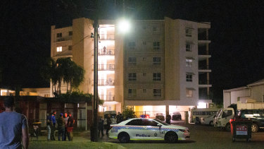 Police cordon off Palms Motel in Darwin.