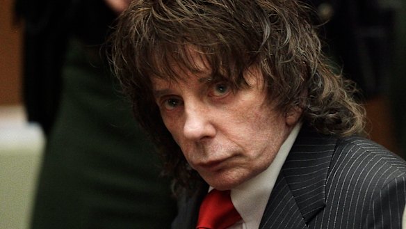Music producer Phil Spector during his sentencing for second-degree murder in Los Angeles in May 2009.