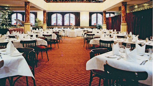 The two level Corinthian room at the Sydney's City Tattersalls Club. 