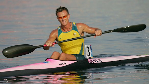 Nathan Baggaley during the men’s K-1 class 1000-metre final at the 2004 Olympic Games.