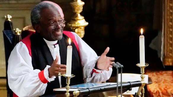 The Most Rev Bishop Michael Curry, primate of the Episcopal Church, veering off script.