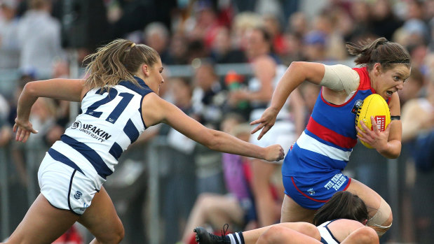 The Bulldogs are in Conference A, and comfortably beat Conference B's Geelong on Saturday night.