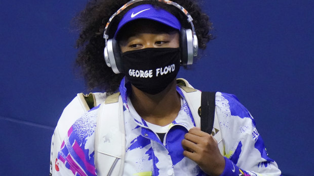 Osaka wears a mask featuring the name George Floyd at the US Open.