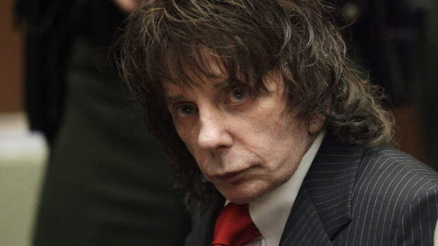 Music producer Phil Spector during his sentencing for second-degree murder in Los Angeles in May 2009.