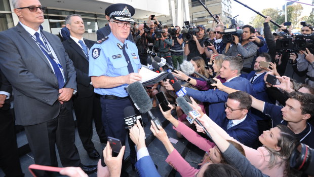 WA Police Commissioner Chris Dawson addressing the media after the verdict.