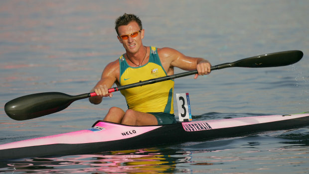 Nathan Baggaley during the men’s K-1 class 1000-metre final at the 2004 Olympic Games.
