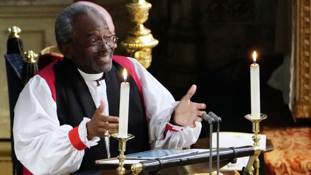 The Most Rev Bishop Michael Curry, primate of the Episcopal Church, veering off script.
