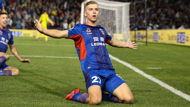 Stunner: Riley McGree celebrates his goal.