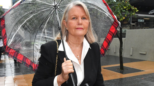 Witness Dr Susan Byth is seen leaving the Brisbane Coroners Court in Brisbane on Monday.