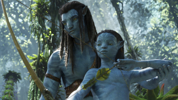 Jake Sully and Neteyam in Avatar: The Way Of Water, which is up for best picture at the Oscars.