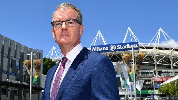 NSW Labor leader Michael Daley speaks to the media outside Allianz Stadium.
