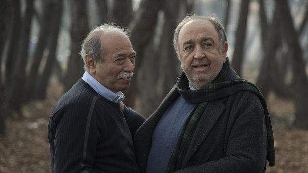 Ali Nassirian (left), and Bahman Farmanara, who plays Taher Mohebi in Tale of the Sea, a film Farmanara also directed. 