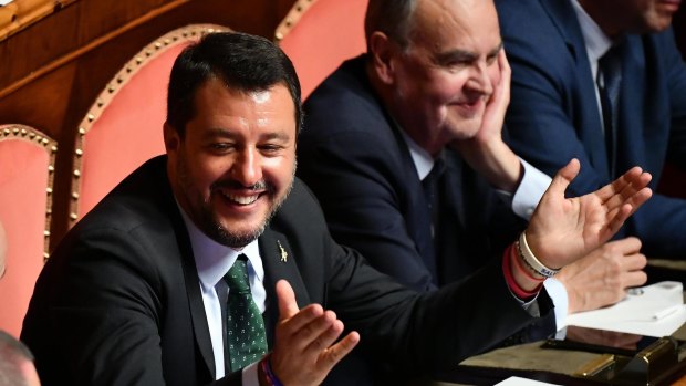 Italian Deputy PM Matteo Salvini in the Senate in Rome on Tuesday.