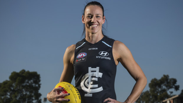 Ex-basketballer and AFLW player Alison Downie, playing in Sunday’s grand final, has been at Carlton FC from the beginning.
