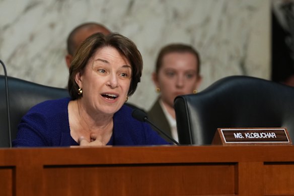 Democratic senator Amy Klobuchar chastised Schmitt for getting his facts wrong.