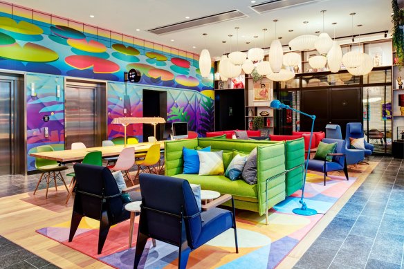 Bright and cheery furnishings at CitizenM Paris Opera.