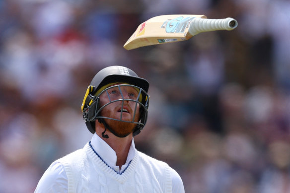 Ben Stokes after his dismissal.