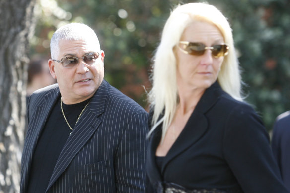 Mick Gatto with Nicola Gobbo photographed at a funeral in 2008.
