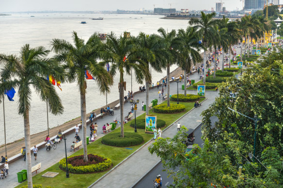 Phnom Penh’s waterfront: Still a popular place to converge.