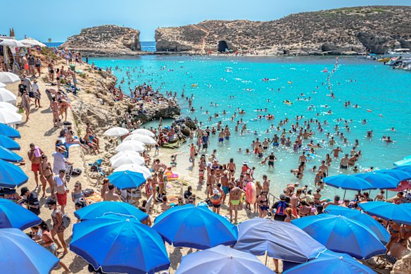 The ‘once-paradisiacal’ Blue Lagoon in Comino, Malta.