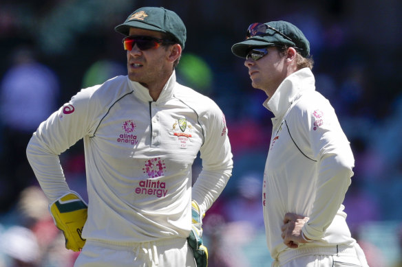 Tim Paine, left, and Steve Smith.