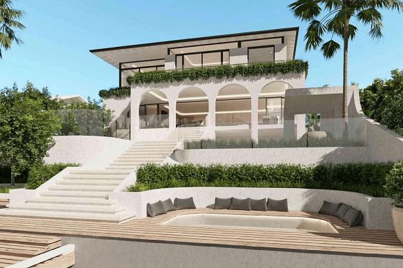 An artist’s impression of a riverfront home planned for Hawthorne in Brisbane.