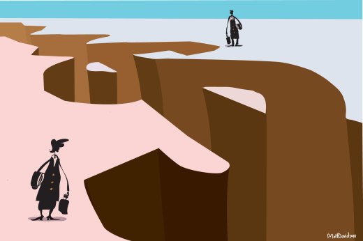 The chasm between women and men persists. Illustration: Matt Davidson