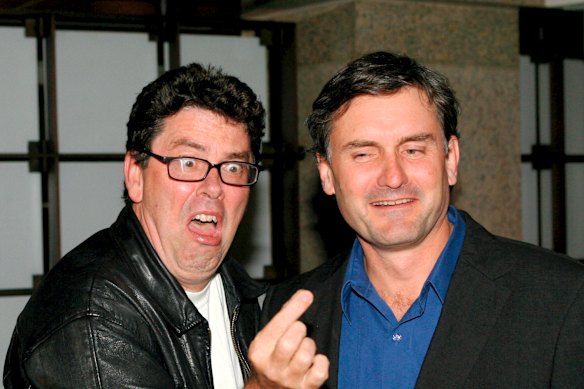 Hamming it up in 2007 with long-time ABC radio Sydney colleague Richard Glover. 