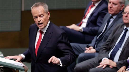 Opposition Leader Bill Shorten Budget reply speech in the House of Representatives at Parliament House in Canberra on Thursday 4 April 2019. fedpol Photo: Alex Ellinghausen